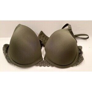 Vince Camuto 36B Olive Green Push-Up Bra Lace Trim Underwire